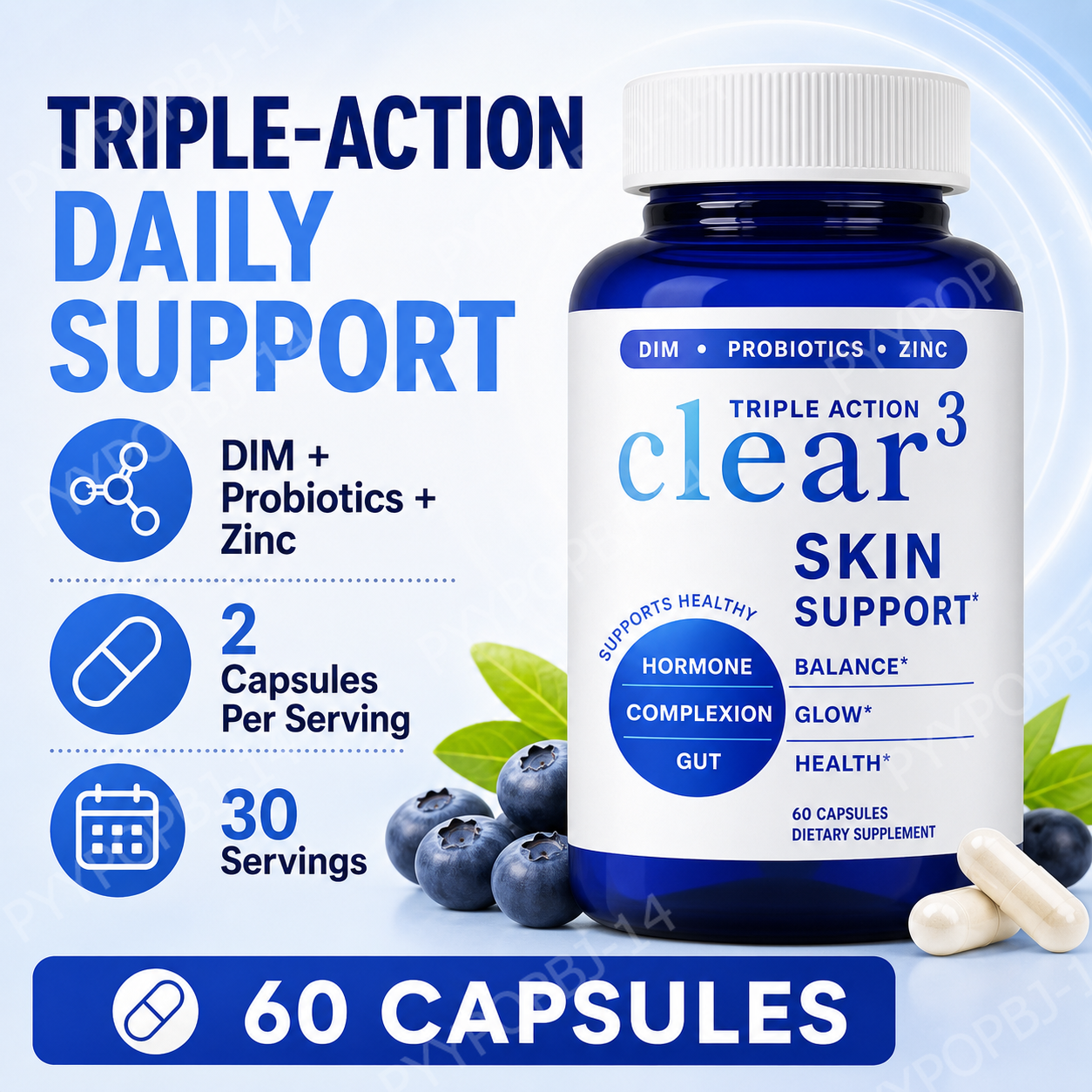 Nutrition Zinc - Clear³ Skin Support Supplement with DIM