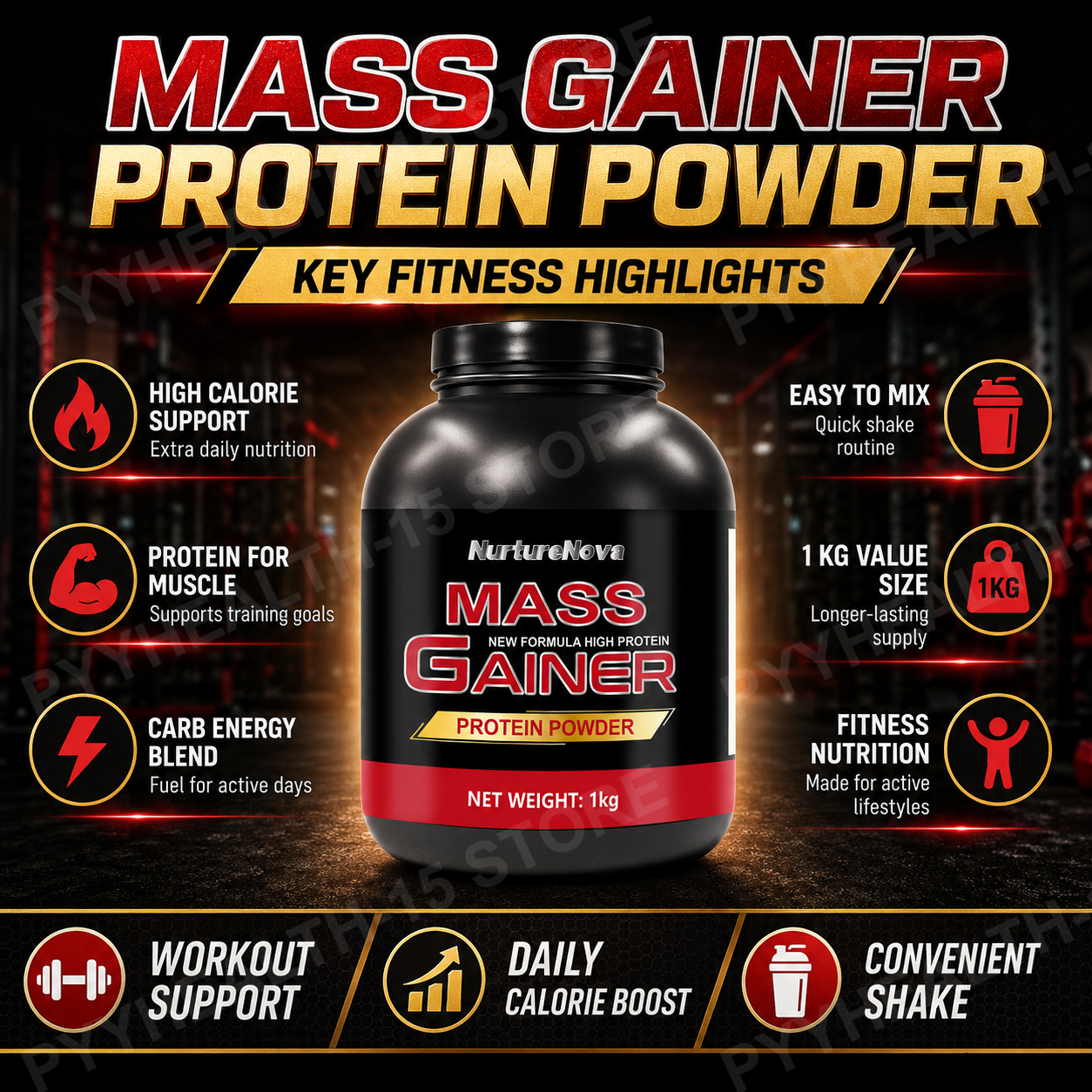 Nutrition In Fitness - Mass Gainer Protein Powder 1kg Chocolate