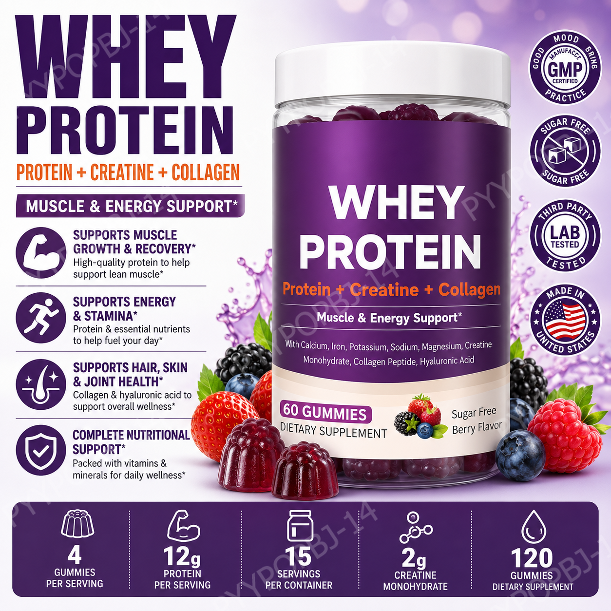 Fitness Nutrition Protein - Protein Gummies with Whey Creatine Collagen