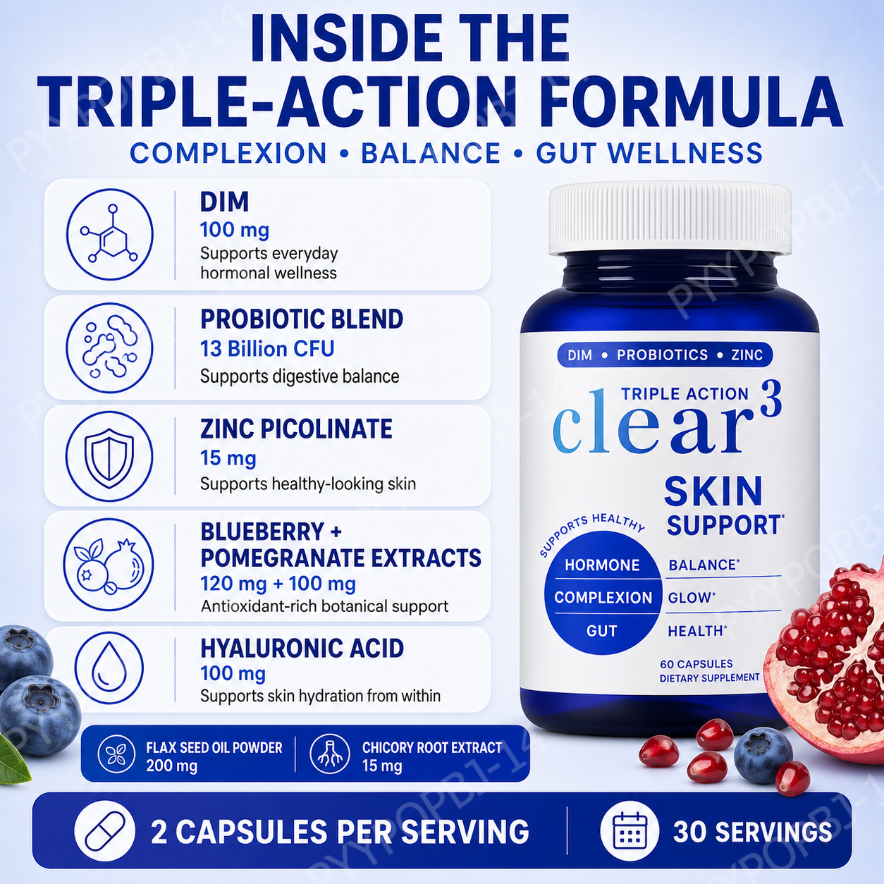 Clear³ Skin Support Supplement - огляд і ціна Nutrition Zinc